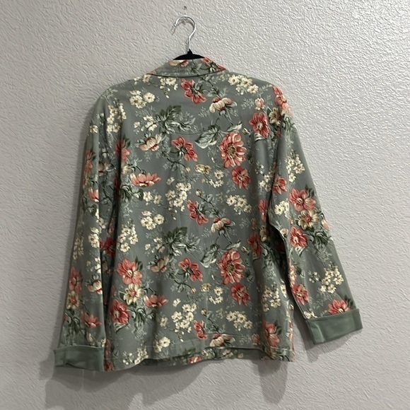 Teddi Womens Stretch Denim Jacket Blazer Sz Medium Floral Print - Picture 6 of 6
